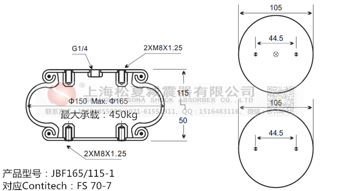 JBF165/115-1橡膠<a href='http://www.023ph.com/' target='_blank'><u>空氣彈簧</u></a>