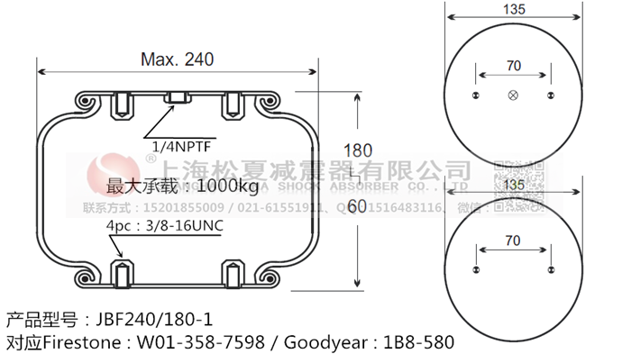 JBF240-180-1橡膠<a href='http://www.023ph.com/' target='_blank'><u>空氣彈簧</u></a>