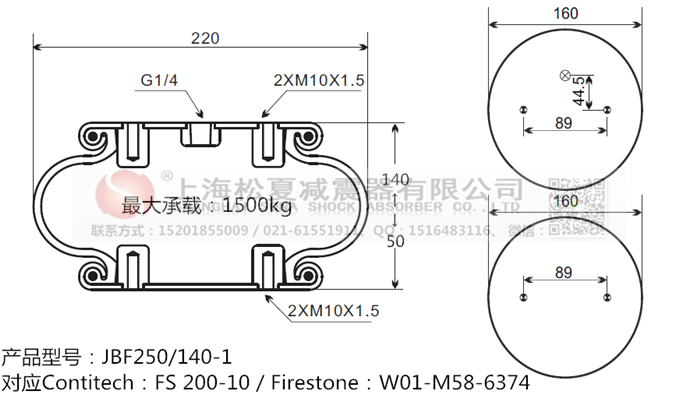 JBF250/140-1橡膠<a href='http://www.023ph.com/' target='_blank'><u>空氣彈簧</u></a>