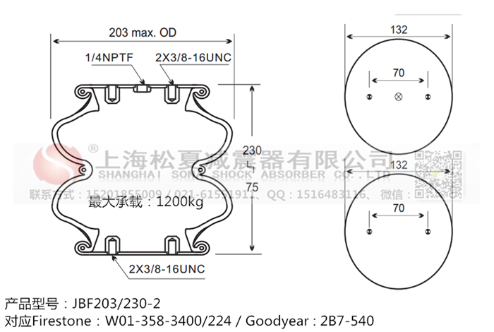 JBF203/230-2橡膠<a href='http://www.023ph.com/' target='_blank'><u>空氣彈簧</u></a>