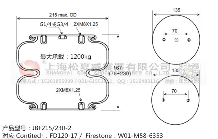 JBF215/230-2橡膠<a href='http://www.023ph.com/' target='_blank'><u>空氣彈簧</u></a>