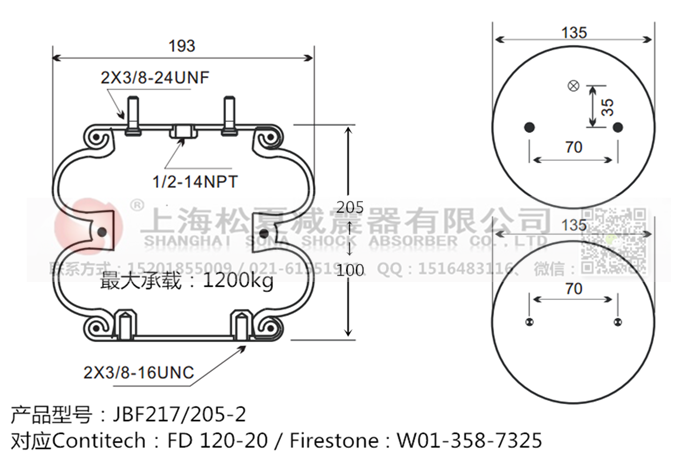 JBF217/205-2橡膠<a href='http://www.023ph.com/' target='_blank'><u>空氣彈簧</u></a>