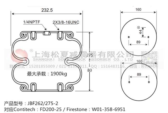 JBF262/275-2橡膠<a href='http://www.023ph.com/' target='_blank'><u>空氣彈簧</u></a>